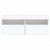 Ścienna szafka TV z LED, biała, 100x30x40 cm