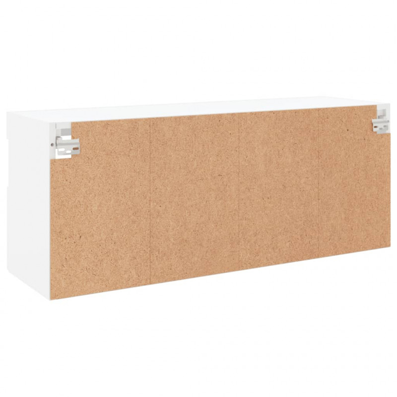 Ścienna szafka TV z LED, biała, 100x30x40 cm