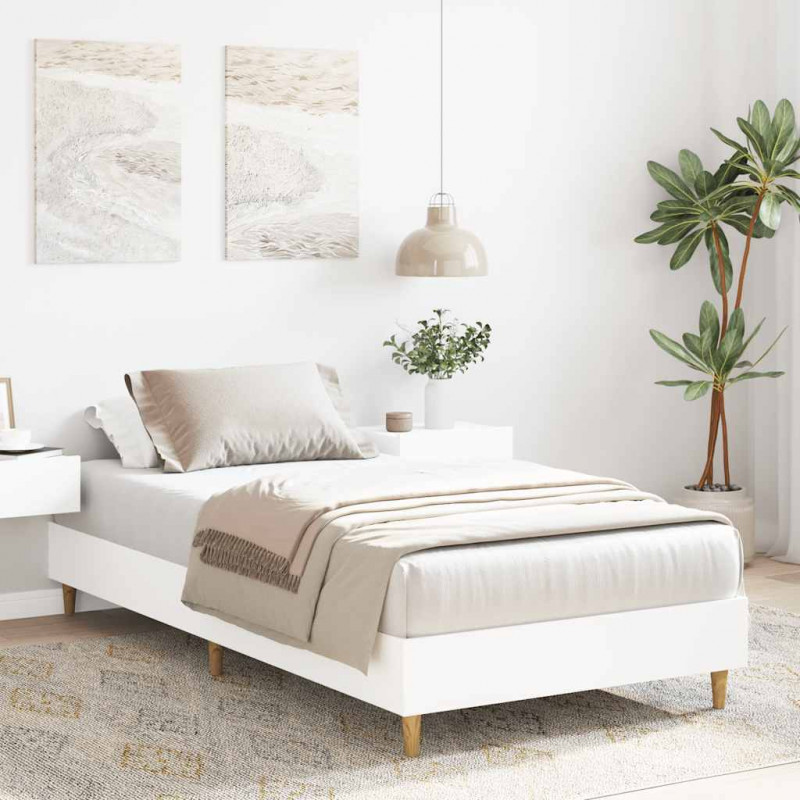 Rama łóżka bez materaca biała 100x200 cm drewno klejone