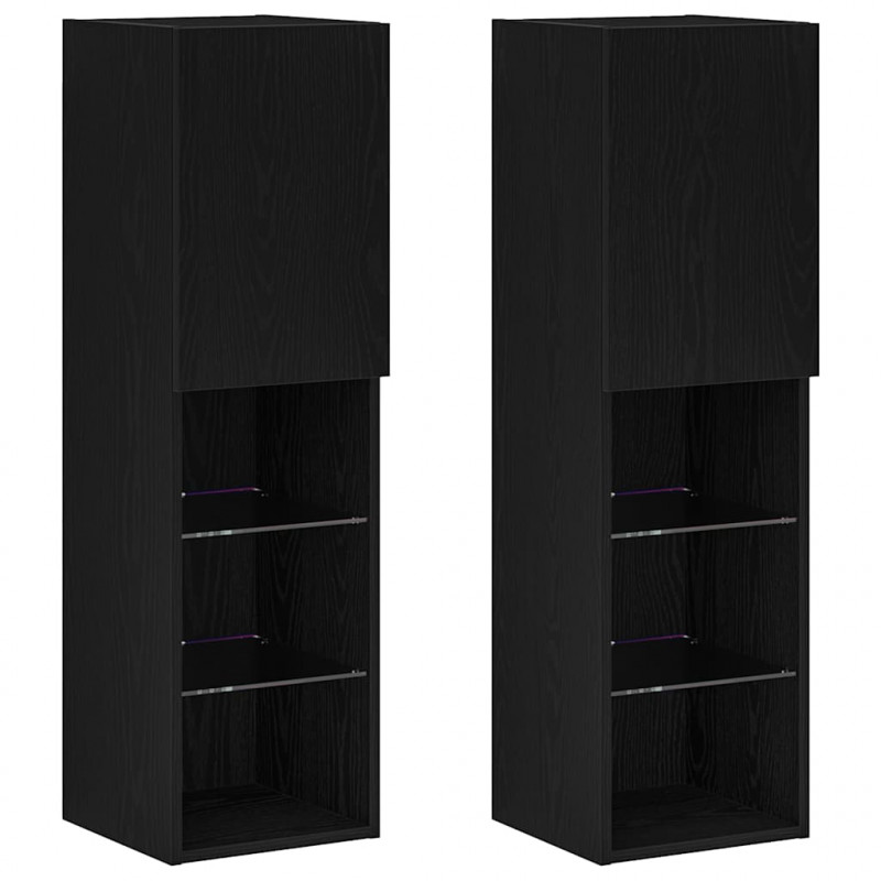 Zestaw szafek RTV z LED 2 pcs Czarny Dąb 30,5 x 30 x 102 cm