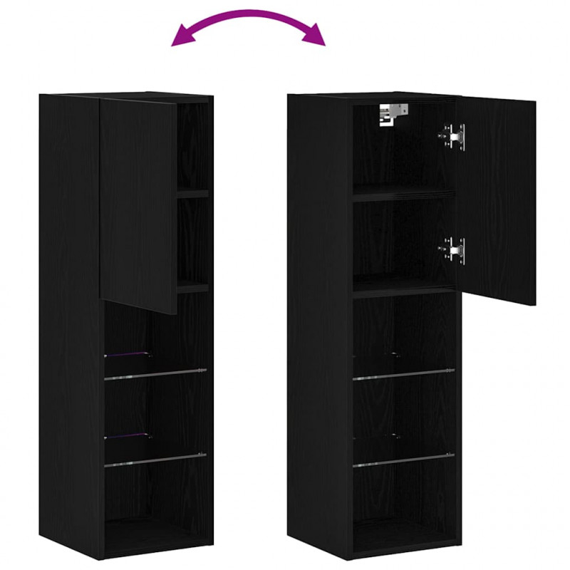 Zestaw szafek RTV z LED 2 pcs Czarny Dąb 30,5 x 30 x 102 cm