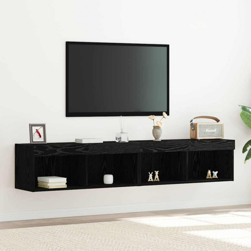 Zestaw szafek RTV z LED 2 pcs Czarny dąb 80 x 30 x 30 cm