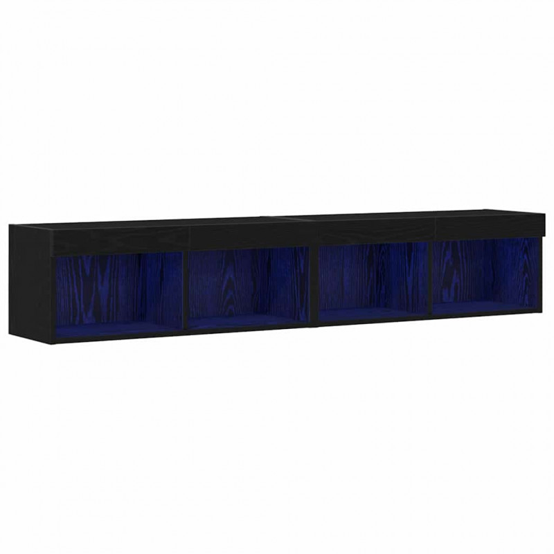 Zestaw szafek RTV z LED 2 pcs Czarny dąb 80 x 30 x 30 cm