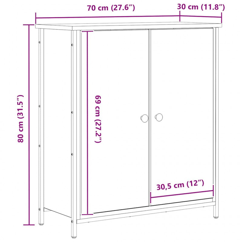 Bufet Stare drewno 70 x 30 x 80 cm Materiał drewnopochodny