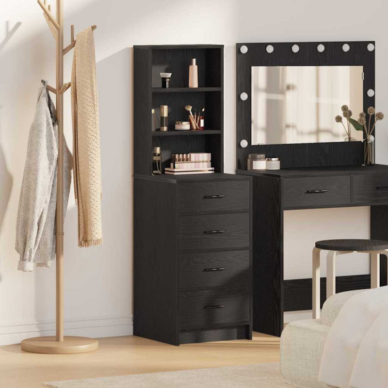 Highboard Czarny dąb 40 x 41 x 135 cm Materiał drewnopochodny