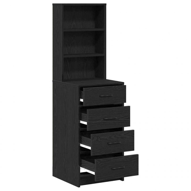 Highboard Czarny dąb 40 x 41 x 135 cm Materiał drewnopochodny