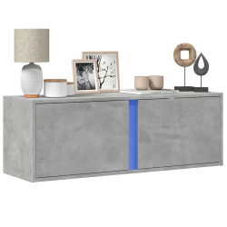 Ścienna szafka TV z LED, szarość betonu, 100x31x35 cm