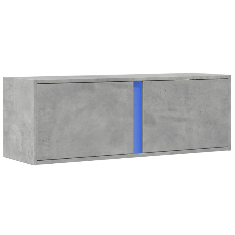 Ścienna szafka TV z LED, szarość betonu, 100x31x35 cm