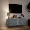 Ścienna szafka TV z LED, szarość betonu, 100x31x35 cm