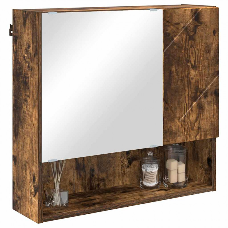 Szafka z lustrem z przechowywaniem Dąb wędzony 59 x 17 x 55 cm