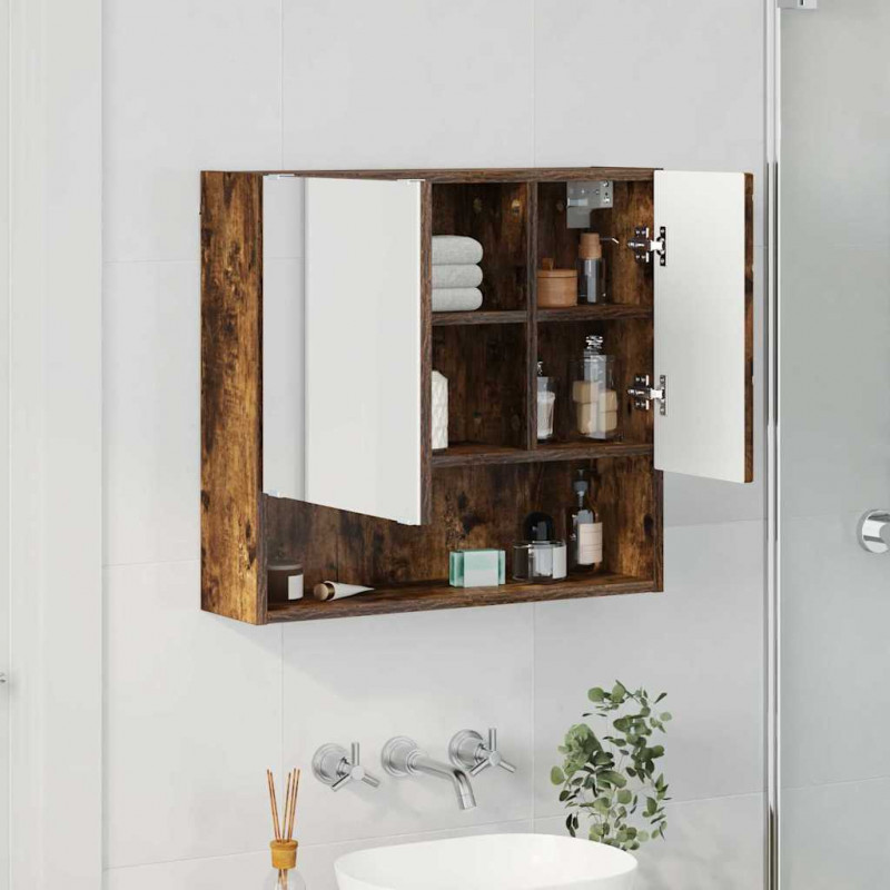 Szafka z lustrem z przechowywaniem Dąb wędzony 59 x 17 x 55 cm