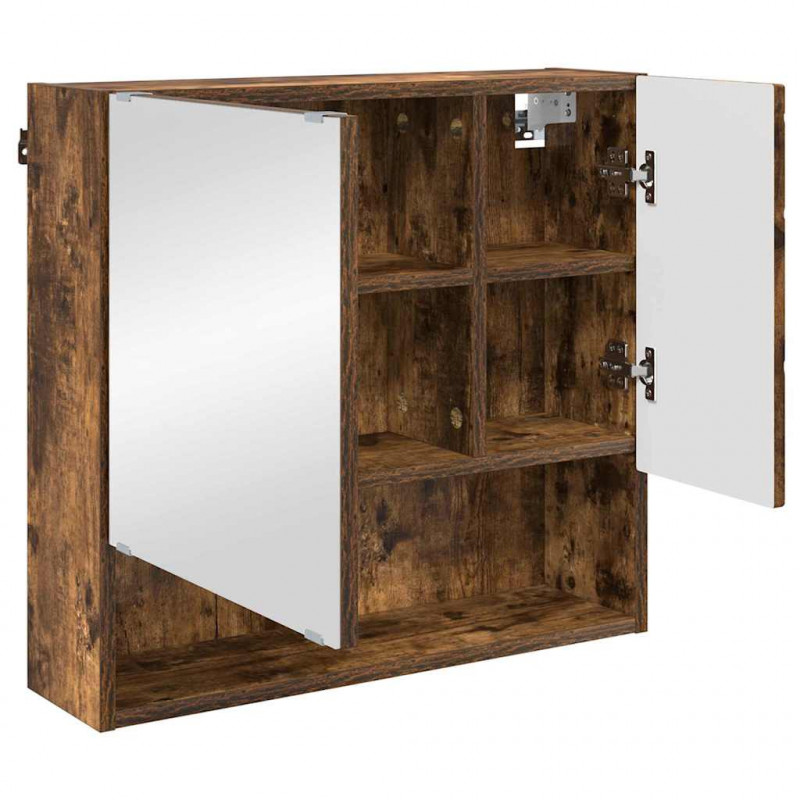 Szafka z lustrem z przechowywaniem Dąb wędzony 59 x 17 x 55 cm