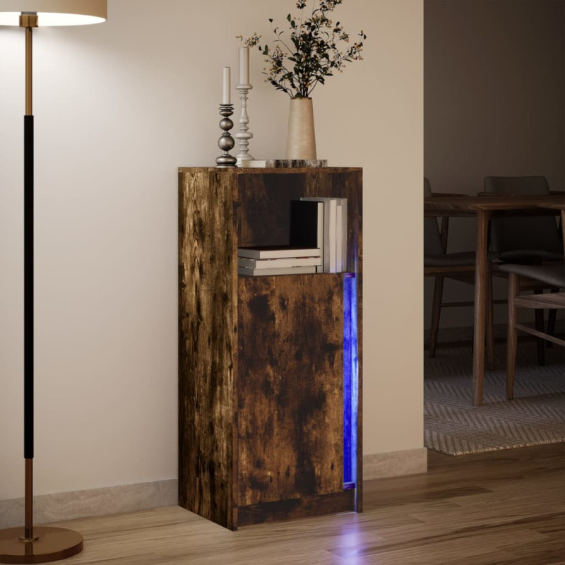 Szafka z LED, przydymiony dąb, 42,5x34x100 cm