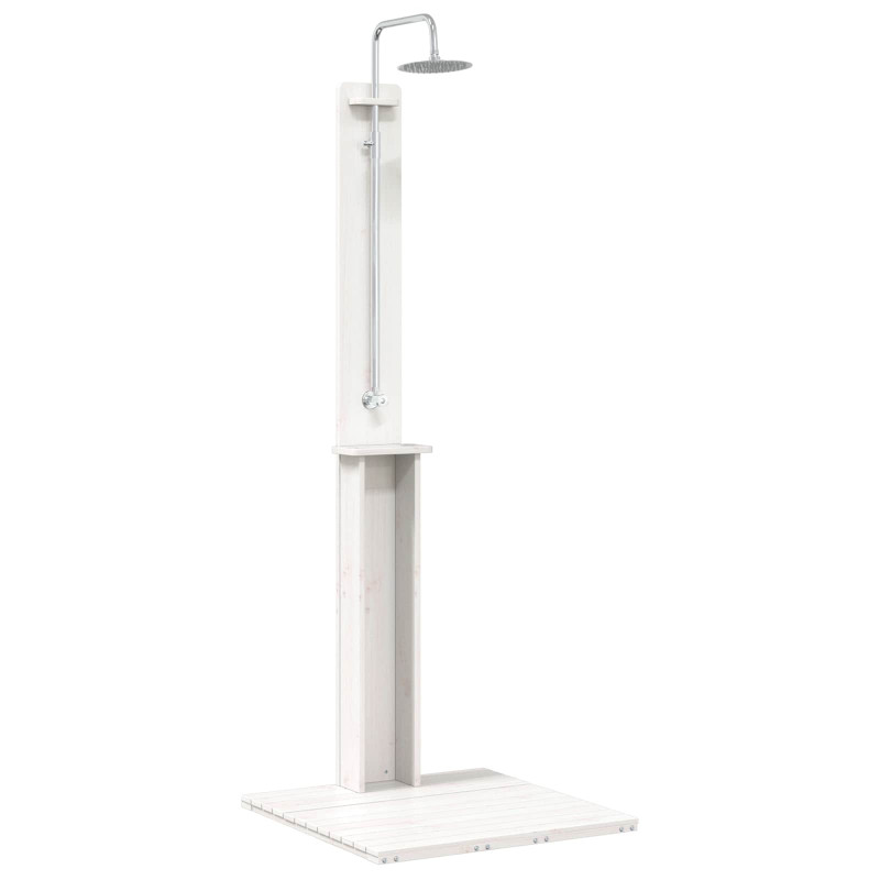 Prysznic na zewnątrz Biały 75 x 76 x 217 cm Lite drewno sosnowe