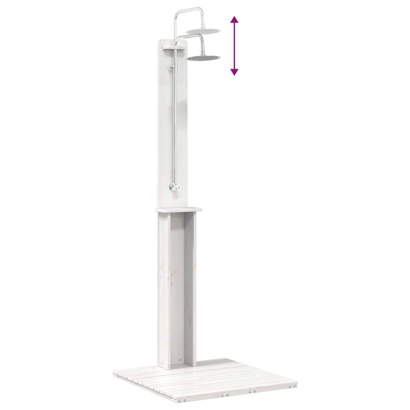 Prysznic na zewnątrz Biały 75 x 76 x 217 cm Lite drewno sosnowe