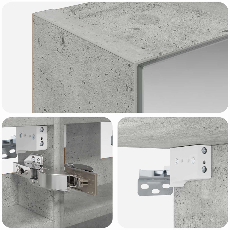 Szafka z lustrem do łazienki Betonowy szary 30 x 10,5 x 50 cm