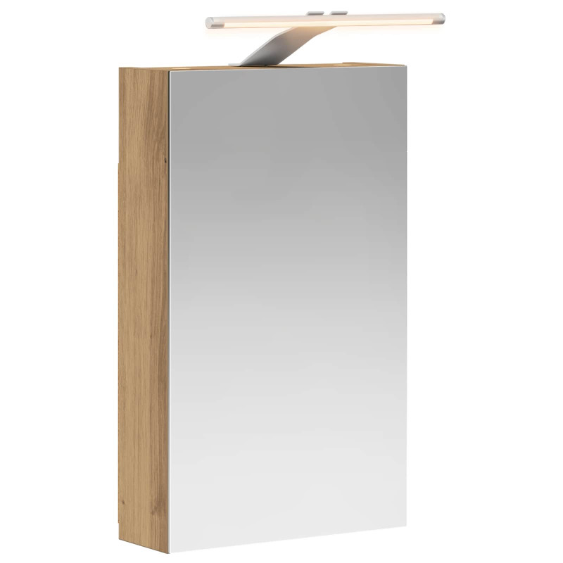 Szafka z lustrem do łazienki Ze LED Lights Dąb rzemieślniczy