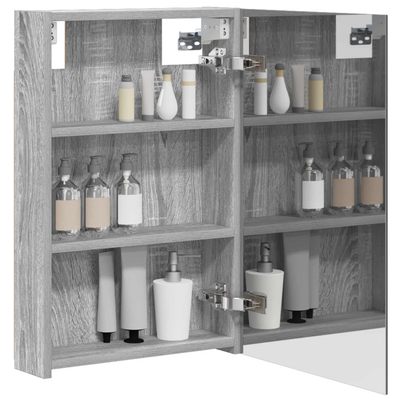 Szafka z lustrem do łazienki Szary Sonoma 40 x 10,5 x 60,5 cm