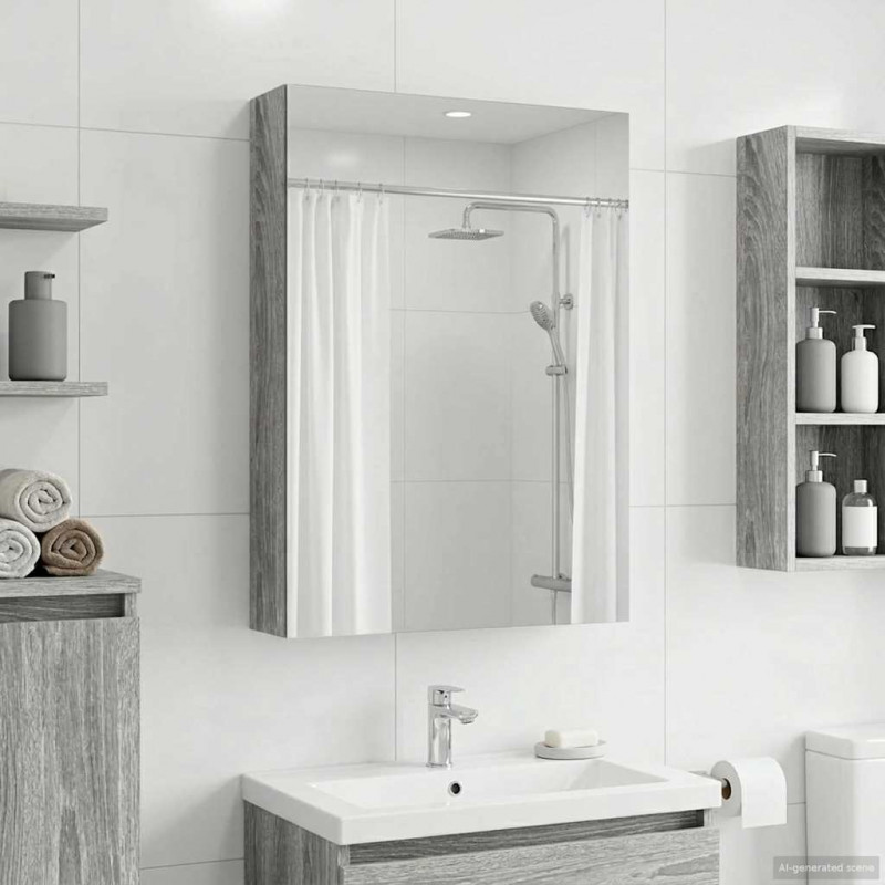 Szafka z lustrem do łazienki Szary Sonoma 40 x 10,5 x 60,5 cm