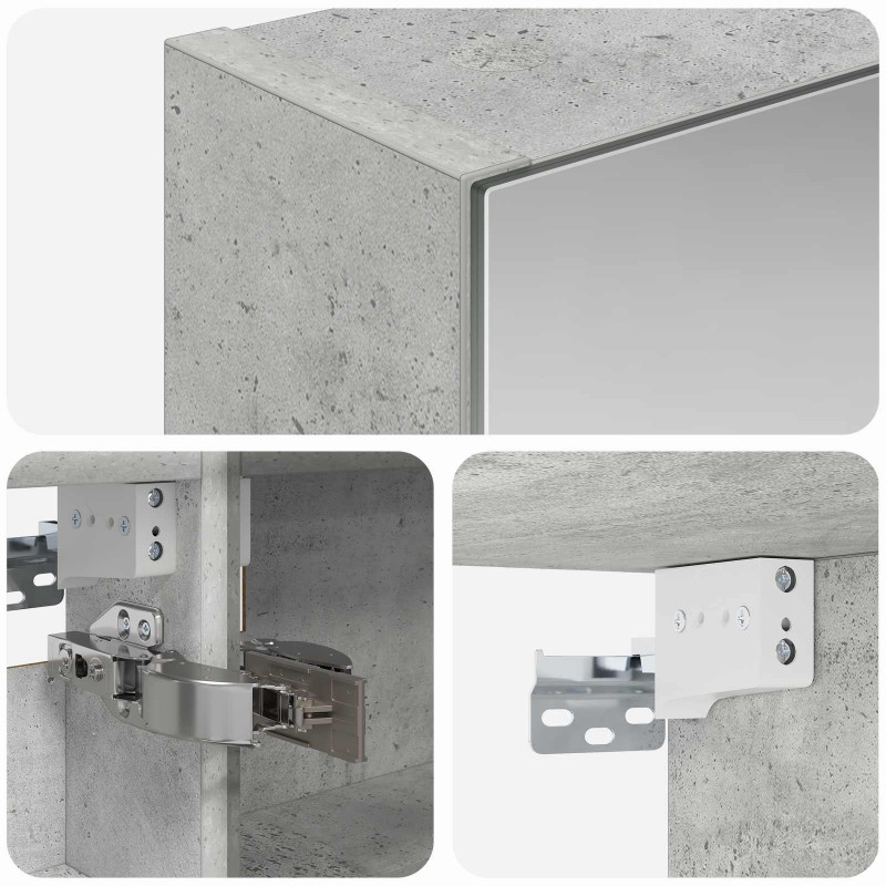 Szafka z lustrem do łazienki Betonowy szary 40 x 10,5 x 60,5 cm