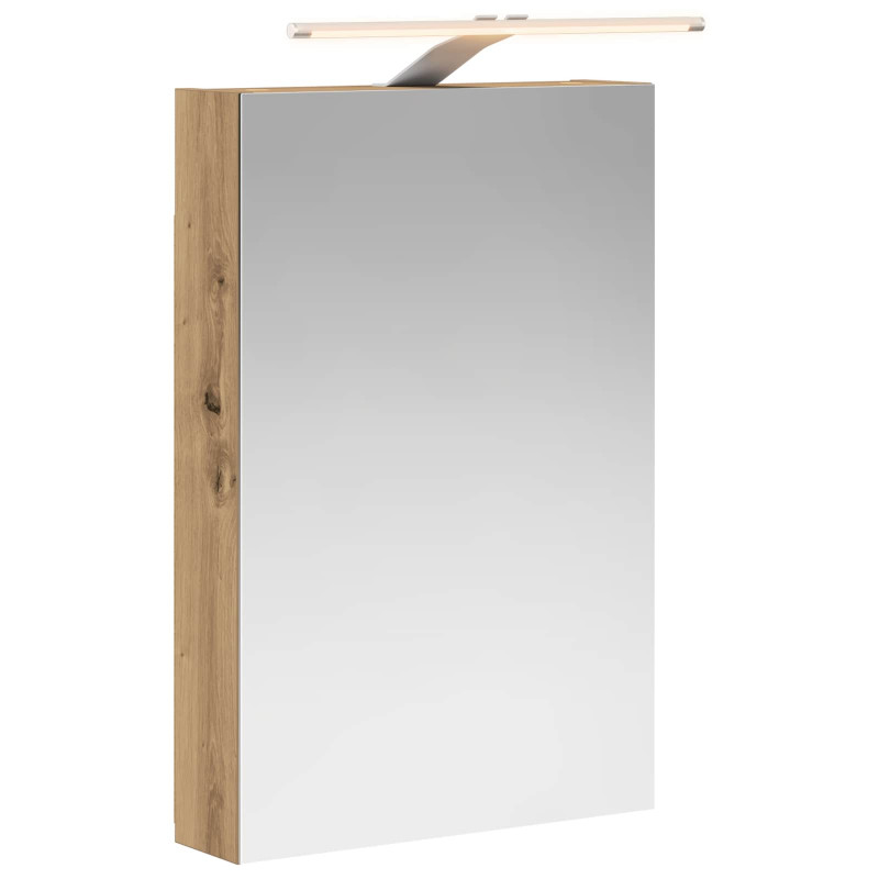 Szafka z lustrem do łazienki Ze LED Lights Dąb rzemieślniczy