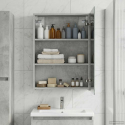 Szafka z lustrem do łazienki Betonowy szary 50 x 14,5 x 70 cm