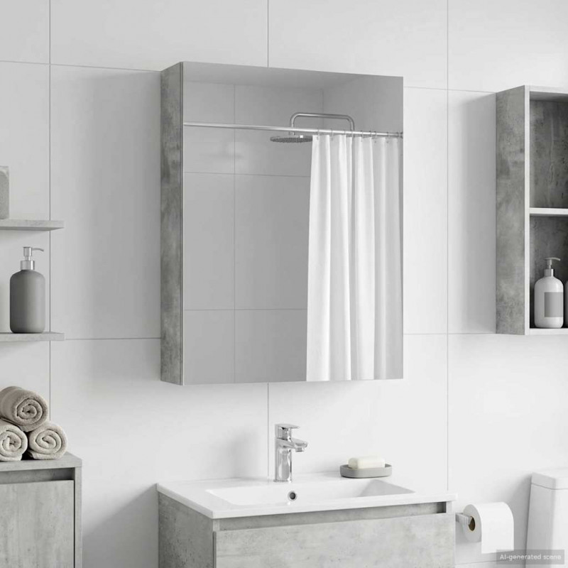 Szafka z lustrem do łazienki Betonowy szary 50 x 14,5 x 70 cm
