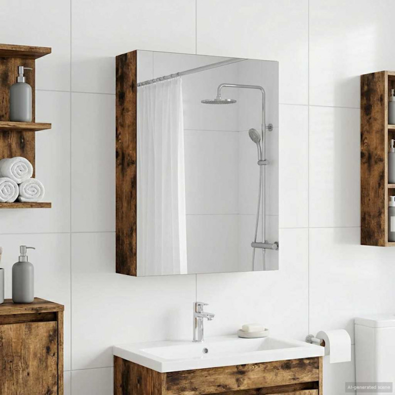 Szafka z lustrem do łazienki Dąb wędzony 50 x 14,5 x 70 cm