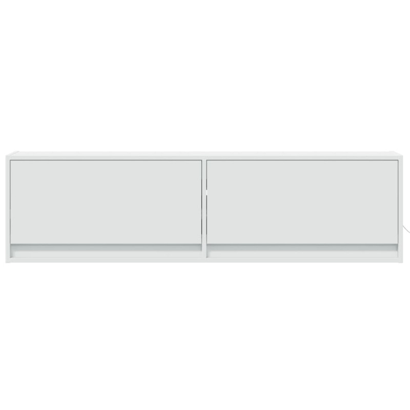 Ścienna szafka TV z LED, biała, 140x31x38 cm