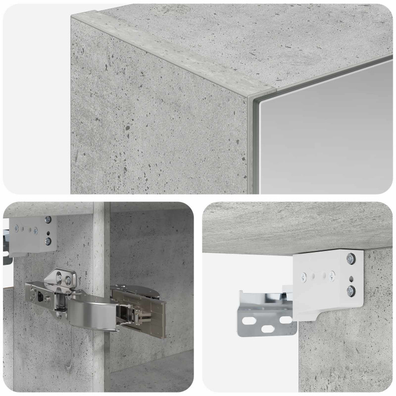 Szafka z lustrem do łazienki Betonowy szary 50 x 14,5 x 70 cm