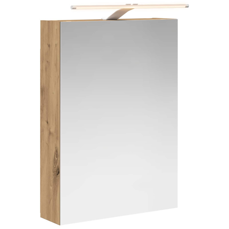 Szafka z lustrem do łazienki Ze LED Lights Dąb rzemieślniczy