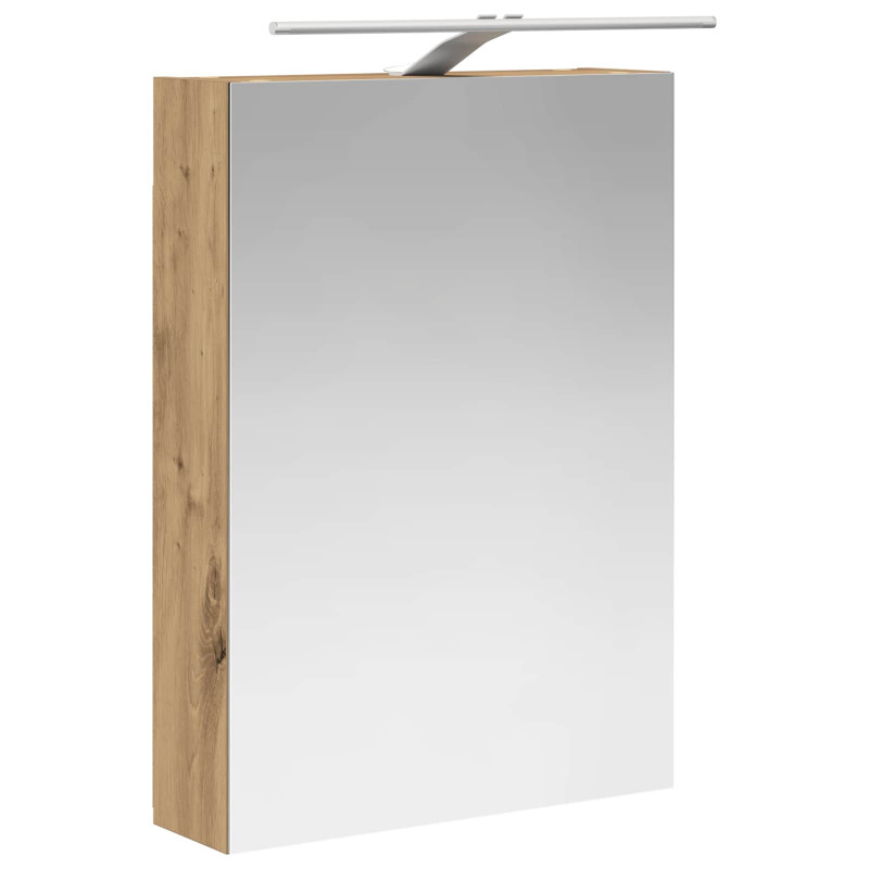 Szafka z lustrem do łazienki Ze LED Lights Dąb rzemieślniczy