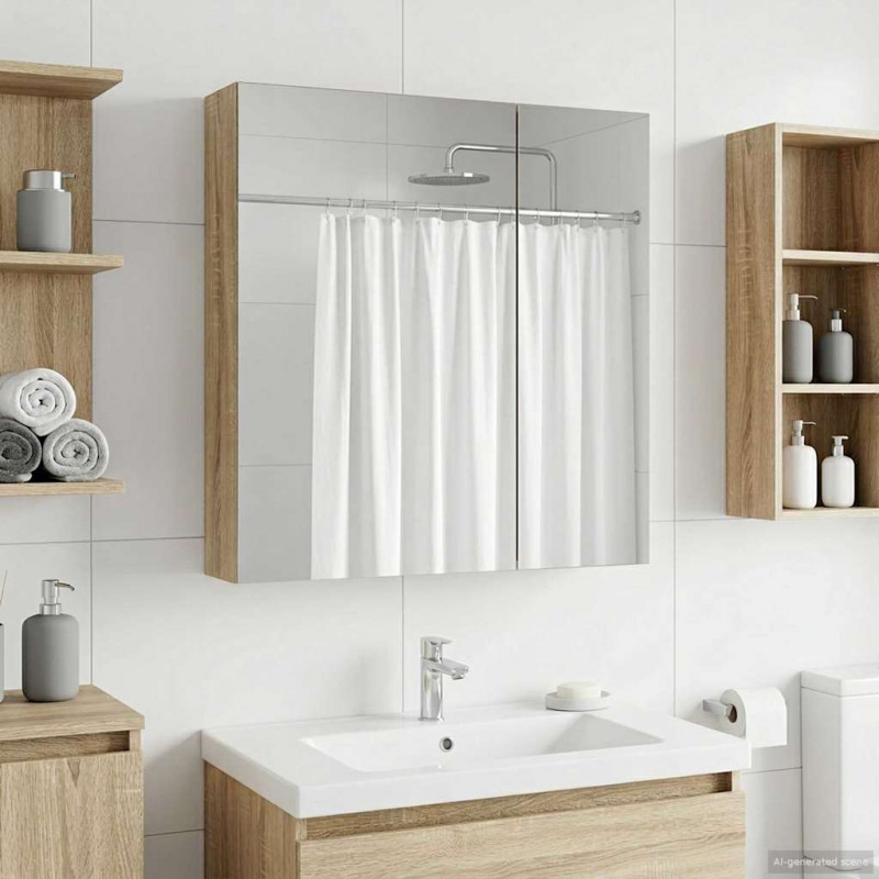 Szafka z lustrem do łazienki Dąb Sonoma 60 x 14,5 x 70 cm