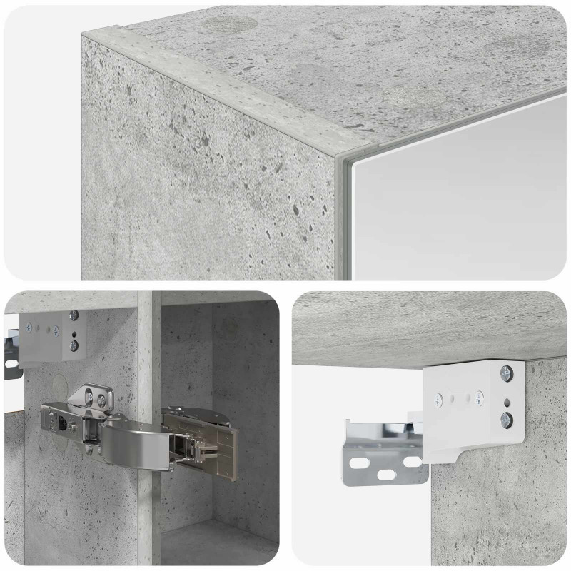 Szafka z lustrem do łazienki Betonowy szary 60 x 14,5 x 70 cm