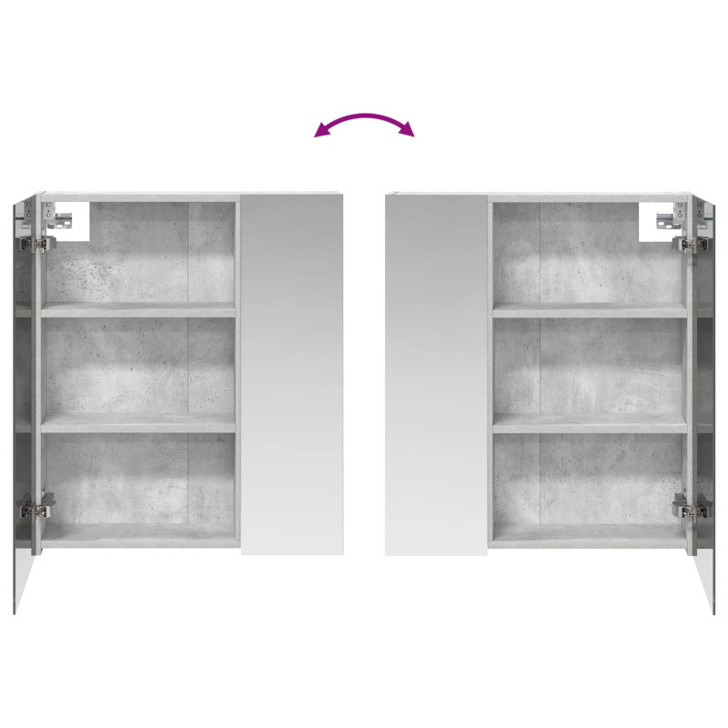 Szafka z lustrem do łazienki Betonowy szary 60 x 14,5 x 70 cm