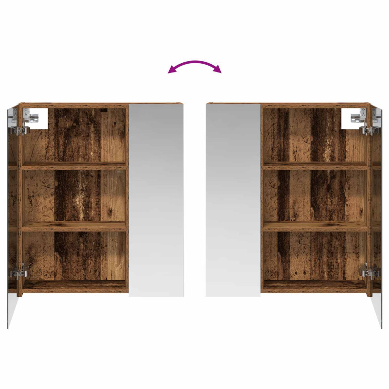 Szafka z lustrem do łazienki Stare drewno 60 x 14,5 x 70 cm