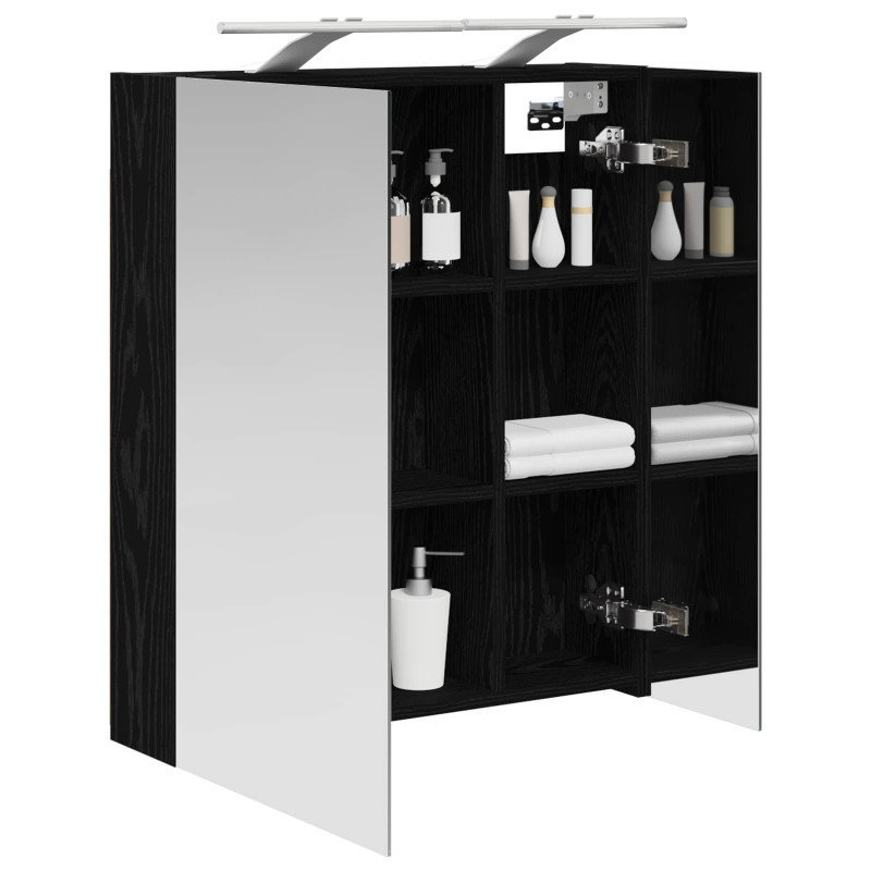 Szafka z lustrem do łazienki Czarny Dąb 60 x 14,5 x 70 cm