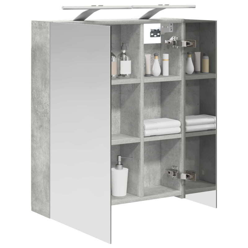 Szafka z lustrem do łazienki Betonowy szary 60 x 14,5 x 70 cm