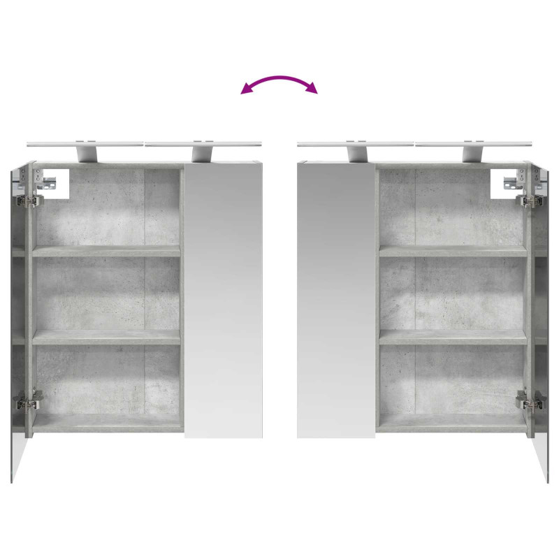 Szafka z lustrem do łazienki Betonowy szary 60 x 14,5 x 70 cm