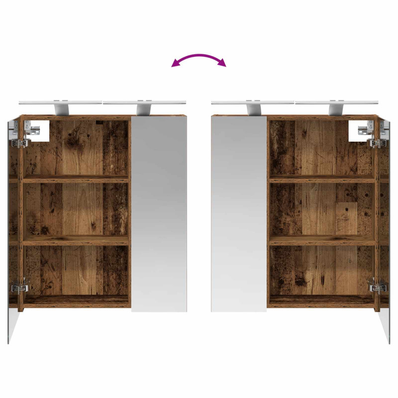 Szafka z lustrem do łazienki Stare drewno 60 x 14,5 x 70 cm