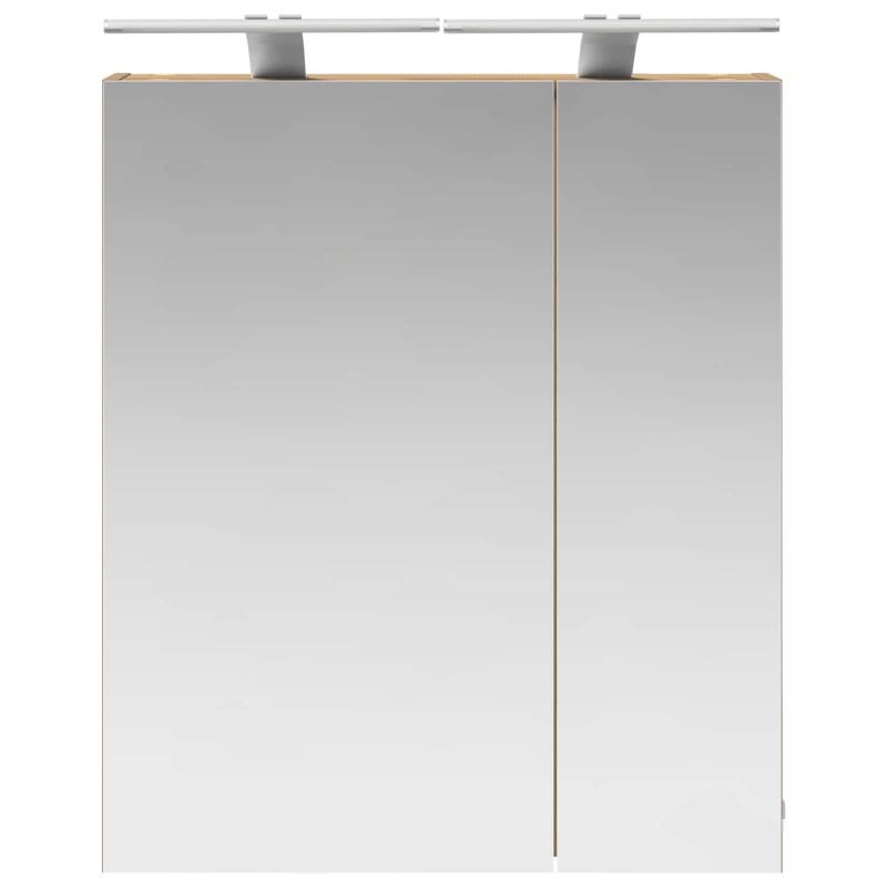Szafka z lustrem do łazienki Ze LED Lights Dąb rzemieślniczy
