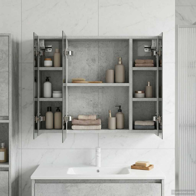 Szafka z lustrem do łazienki Betonowy szary 60 x 14,5 x 50 cm