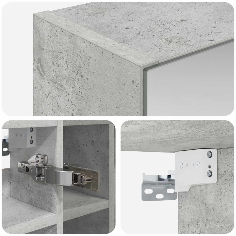Szafka z lustrem do łazienki Betonowy szary 60 x 14,5 x 50 cm