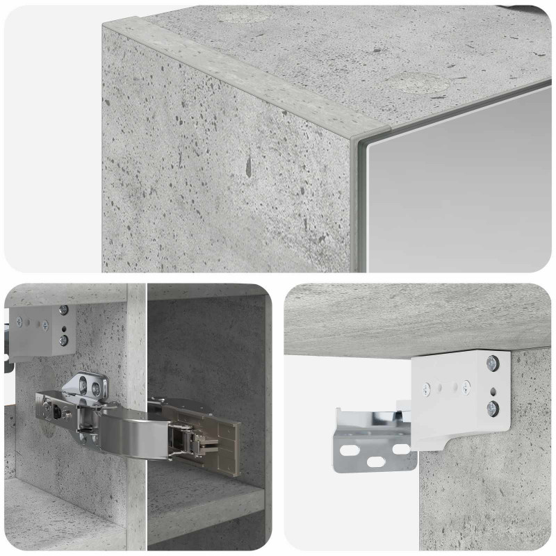 Szafka z lustrem do łazienki Betonowy szary 60 x 14,5 x 50 cm
