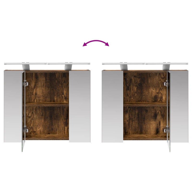 Szafka z lustrem do łazienki Dąb wędzony 60 x 14,5 x 50 cm