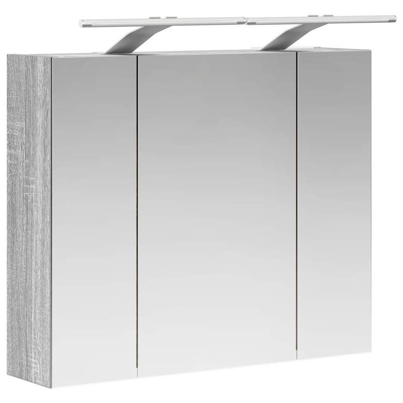 Szafka z lustrem do łazienki Szary Sonoma 60 x 14,5 x 50 cm