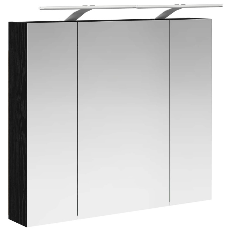 Szafka z lustrem do łazienki Czarny Dąb 80 x 14.5 x 70 cm