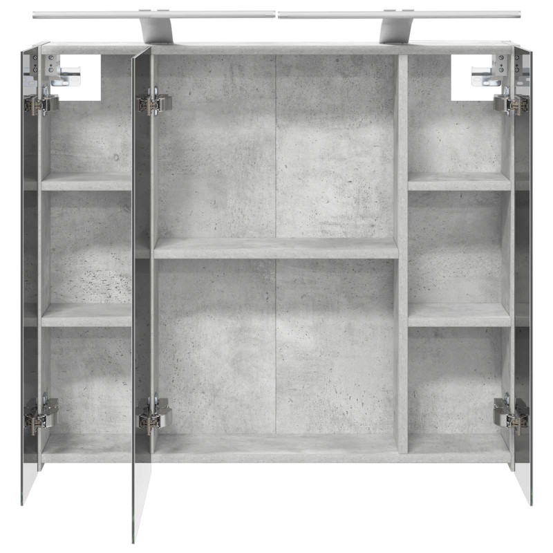 Szafka z lustrem do łazienki Betonowy szary 80 x 14.5 x 70 cm