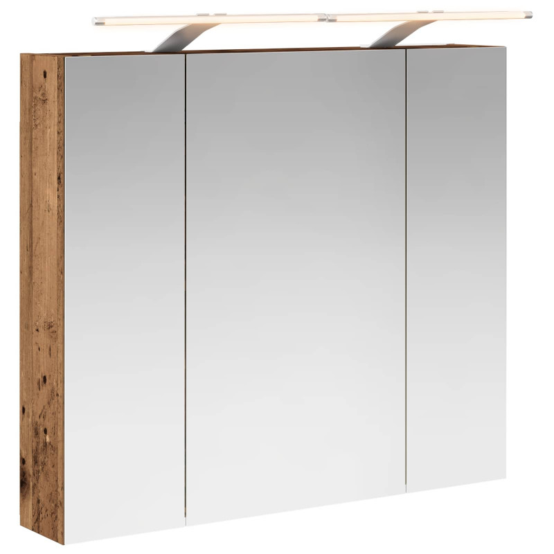 Szafka z lustrem do łazienki Stare drewno 80 x 14.5 x 70 cm