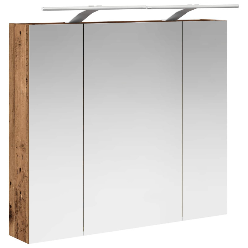 Szafka z lustrem do łazienki Stare drewno 80 x 14.5 x 70 cm